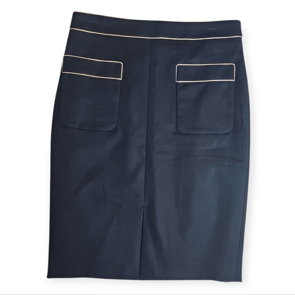 Club Monaco Black With Gold Trim Pencil Skirt - Size 2
